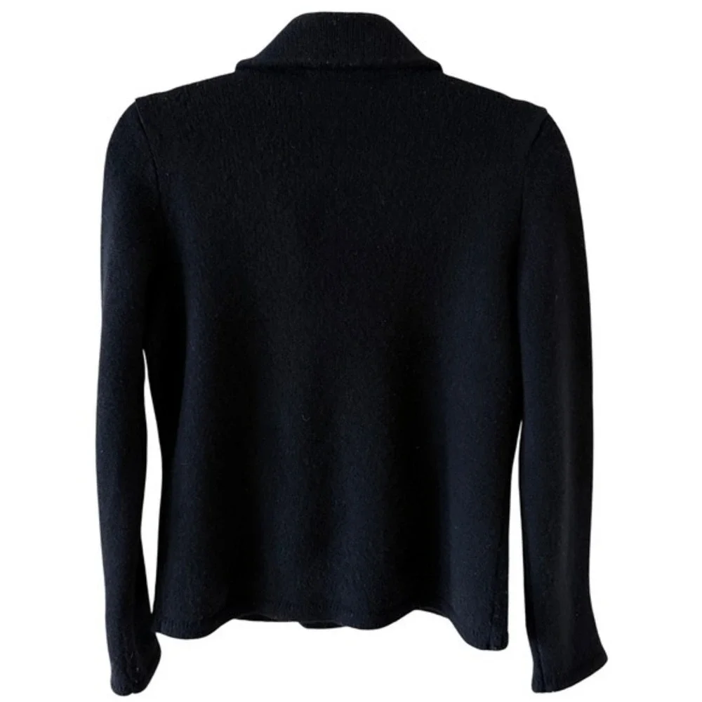 Lauren Ralph‎ Lauren Moto Jacket Lambswool Black Gold Zip Collared Women's S